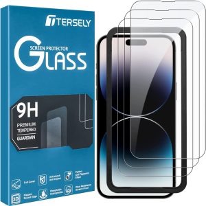 [3 Pack] T Tersely Screen Protector for Iphone 14 Pro (6.1 Inch), Tempered Glass with Installation Alignment Frame,Case Friendly