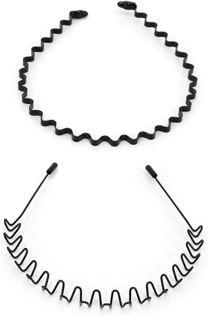 UTSLIVE 2PCS Metal Hair Bands Unisex Wavy Hairhoop