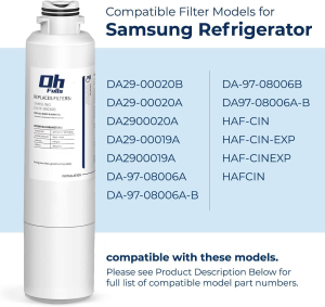 4X Fridge Water Filter, Refrigerator Ice Water Filter for Samsung SRF679SWLS SRF719DLS DA29-00020B-1 SRF731GDLS SRF677CDBLS DA97-08043ABC SRF665CDBLS HAF-CIN/EXP SRF653CDLS DA29-00020B SRF717CDBLS