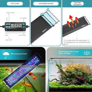 Driamor Advanced Aquarium Light Programmable Fish Tank Light with LCD Screen Sunrise Sunset Simulation Multi-Color Full Spectrum Light for Freshwater Planted Tank with Timer 60-75Cm 22W