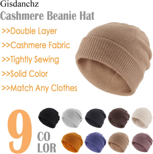 Gisdanchz Wool Beanie Skull Caps for Men Ladies Slouchy Hat Warm Woollen Knitted Hat Wool Beanie Merino Mens XL Hat Women Knit Cuff for Big Navy Soft Long Black Knitted Warm Cap Khaki