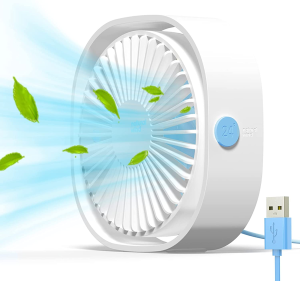 Simpeak Mini Usb Desk Fan Cooling Quiet Portable Blue USB Powered ONLY (No Battery), 3 Speed Setting 360° Adjustable Swivel for Home and Travel