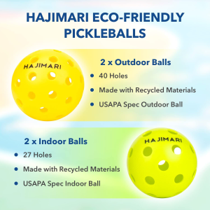 HAJIMARI Pickleball Set – USAPA Pickleball Paddle Set of 2 Lightweight Rackets, 4 Balls, and Carry Bag | PP Honeycomb Core Carbon Fibre Pickleball Game Set with Indoor Outdoor Pickle Ball Bats & Balls