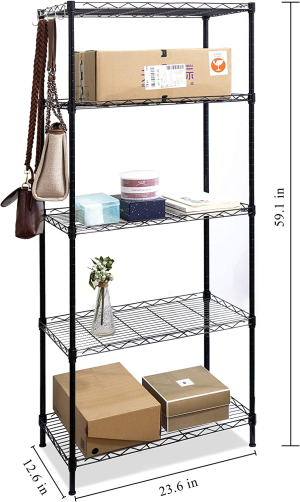 HOMIEST 5-Tier Classic Wire Storage Rack Organizer Kitchen Shelving Unit, Black