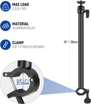 NEEWER 14.2”/36Cm Flexible Holding Arm, Camera Mount Stand Overhead Extension Arm with 360° Swivel Ball Head and Adjustable Clamp for DSLR & Mirrorless Camera, Phone, LED Video Light, Webcam, CR221A