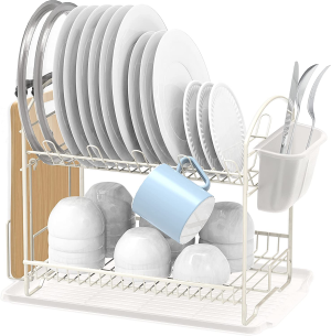 Simplehouseware Dish Drying Rack with Drainboard, Chrome