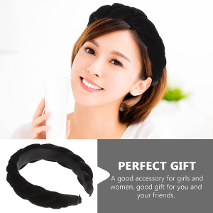 Luxshiny Braided Headband, Wide Hard Hair Band Vintage Knotted Headband Makeup Headband for Women Girls (Black)