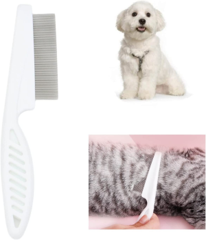 2 Pack Dog Comb Pet Grooming Brush for Cats Puppy Greyhound with Medium/Coarse Fur Easy Grip Dematting Combs with Different-Spaced Rounded Stainless Steel Teeth