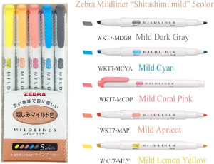 Zebra Mildliner Highlighter Pen Set, 25 Pastel Color Set