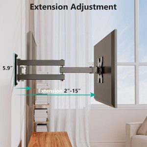 WALI TV Wall Mount Articulating LCD Monitor Full Motion 15 Inch Extension Arm Tilt Swivel for Most 13 to 32 Inch LED TV Flat Panel Screen with VESA up to 100X100Mm (1330LM), Black