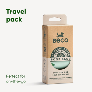 Beco Dog Travel & Hygiene Home Compostable Dog Poop Bags 48Pk Made from Recycled Plastic