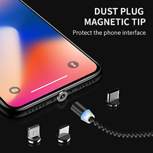 Big+ 3-In-1 Magnetic Charging Cable, 6 Pack Phone Charger with 1X0.3M, 3X1M,1X2M, 1X3M Cables and 18 Tips, Nylon Braided Cord, Compatible for Charging Smartphones, Micro USB and Type C Devices