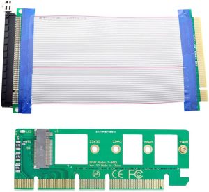 Xiwai NGFF M-Key NVME AHCI SSD to PCI-E 3.0 16X X16 Vertical Adapter with Cable Male to Female Extension