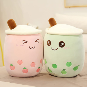 VHYHCY Cute Stuffed Boba Plush Bubble Tea Plushie Pillow Milk Tea Cup Pillow Food Plush, Soft Kawaii Hugging Plush Toys Gifts for Kids(Pink, 19.6 Inch)