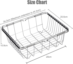 FOREVERIE Expandable Kitchen over Sink Drainer, Strainer Basket, Cutlery Drainer, Wire Dish Drainer Rack, 201 Stainless Steel Dish Drying Rack, Adjustable Rustproof Drain Basket for Cutlery Utensils Fruit and Vegetible