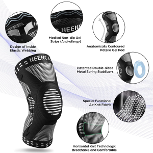 NEENCA Professional Knee Brace, Compression Knee Sleeve with Patella Gel Pad & Side Stabilizers, Knee Support Bandage for Pain Relief, Medical Knee Pad for Running, Workout, Arthritis, Joint Recovery