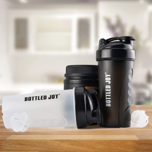 Bottledjoy Clear Protein Shaker Bottle 24Oz [BPA Free, Leak Proof] Shake Water Bottles 2 Pack