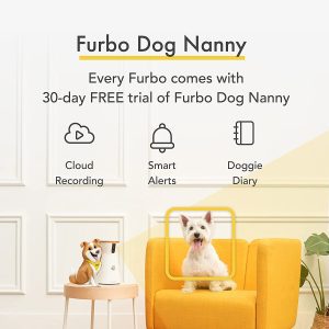 Furbo 360° Dog Camera: Rotating 360° View Wide-Angle Pet Camera with Treat Tossing, Color Night Vision, 1080P HD Pan, 2-Way Audio, Barking Alerts, Wifi, Designed for Dogs