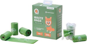 Asahi Paws Compostable Poop Waste Bag – Plant Based 100% Biodegradable – Leak-Proof, Silky Smooth, Bio Corn Starch Blend, Easy Tear, Thicker & Stronger Poop Bags for Dogs & Cats (Compostable 120 Bags)