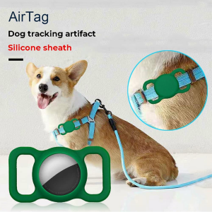 Silicone Protective Case Cover GPS Dog Cat Anti-Lost for Apple Airtag Pet Collar (Red Case + 1PC Screen Film)