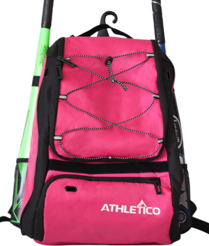 Athletico Baseball Bat Bag – Backpack for Baseball, T-Ball & Softball Equipment & Gear for Youth and Adults | Holds Bat, Helmet, Glove, Shoes |Shoe Compartment & Fence Hook