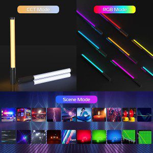 Ulanzi VL119 Handheld Light Wand, 360° RGB LED Video for Photography, 2600Mah Rechargeable Tube Shooting, 2500-9000K Dimmable Camera with LCD