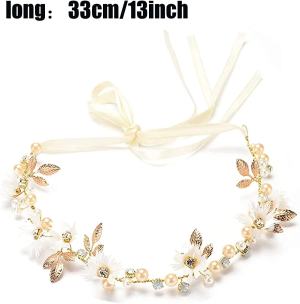 NEEWERS Bride Wedding Hair Vine Headband Gold Leaf Bridal Accessories for Women