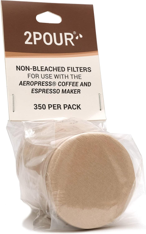 350X (1 Pack) Paper Filters Compatible with the Aeropress® Coffee Maker/Aeropress® Go – Vegan Non Bleached Natural – 2POUR®.…