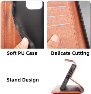 T Tersely Case Cover for Samsung Galaxy S23 Ultra (2023), Premium Protective PU Leather Wallet Case with Card Slots for Samsung Galaxy S23 Ultra 6.8″- Brown