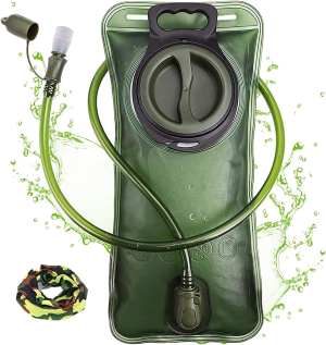 Hydration Bladder, 2L-3L Water Bladder for Hiking Backpack Leak Proof Water Reservoir Storage Bag, Bpa-Free Water Pouch Hydration Pack Replacement for Camping Cycling Running, Military Green 2-3 Liter
