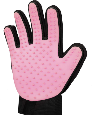 Zenify Cat Hair Remover Grooming Glove Mitt for Deshedding Fur from Cats, Kittens, Rabbits, Guinea Pigs (Light Pink – Right Handed)