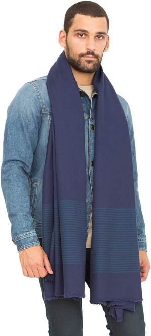 Likemary Wool Scarf for Men – Winter Scarf Mens – Merino Wool Blanket Scarf – Ethical Gifts for Him – Twill Stripes