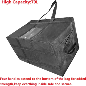 Xx-Large Insulated Collapsible Cooler Bags with Zipper Closure,Reusable Grocery Shopping Bags Keep Food Hot or Cold,Ideal for Catering Grocery Transport,23″W X 15″H X 14″D(Black Color)