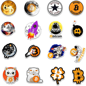 Bitcoin Stickers,50 PCS Virtual Currency Graffiti Vinyl Waterproof Decals for Water Bottles Computer Bicycle Skateboard Luggage Phone Pad Laptop Kids Teens Stickers Pack