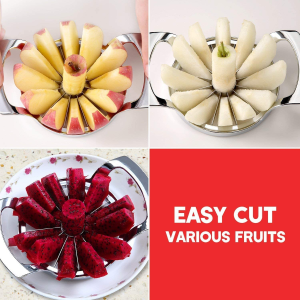 FEITA Stainless Steel Apple Slicer and Corer 12 Blades Food Grade 304 Extra Large Heavy Duty Apple Cutter Divider up to 4 Inch Apples