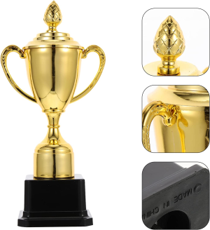 Toddmomy 1Pc Trophy Cup with Lid Plastic Golden Trophies Winner Achievement Trophy Cup for Sports Tournaments and Competitions