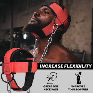 Dmoose Fitness Neck Harness for Weight Training & Injury Recovery, Long Steel Chain and D-Rings, Neck Workout Equipment to Improve Muscle Strength