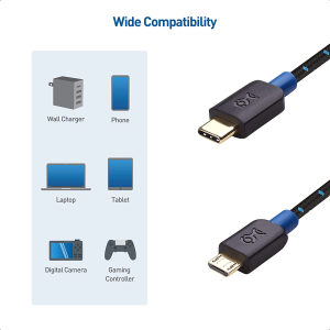 Cable Matters USB C to Micro USB Cable (Micro USB to USB-C Cable) with Braided Jacket 2M in Black