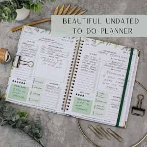 Simplified Greenery to Do List Notebook – Beautiful Daily Planner Easily Organizes Your Daily Tasks and Boosts Productivity – the Perfect Journal and Undated Office Supplies Notepad for Women