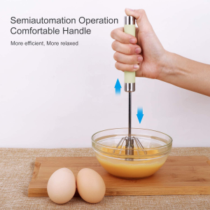 Egg Whisk, SZMDLX, Stainless Steel Hand Push Whisk Blender – Versatile Tool for Egg Beater, Milk Frother, Rotating Push Mixer Stirrer, Kitchen Utensil for Whisking, Beating, Stirring