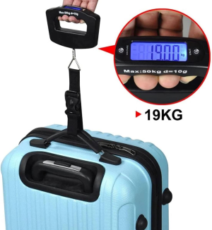 Digital Luggage Scales, 50Kg/110Lb Electronic Hanging Scales, Portable Digital Luggage Scale with Backlight Digital Display Travel, Handheld Style Suitcase Scales with Hook for Travel Outdoor Home Use