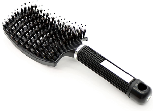 Boar Bristle Hair Brush – Curved & Vented Detangling Hair Brush for Women Long, Thick, Curly and Tangled Hair, Blow Drying Detangling and Head Massage Hair Styling (Purple)