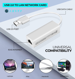 USB 2.0 Ethernet Network Adapter Extender Fire Internet for PC Laptop TV Apple Macbook Printer, Converter LAN RJ45 Cable Powerline Socket Switch Port Plug Wireless Wifi Router Booster to Adaptor Stick