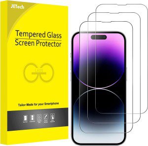 Jetech Full Coverage Screen Protector for Iphone 14 Pro 6.1-Inch, 9H Tempered Glass Film Case-Friendly, HD Clear, 3-Pack