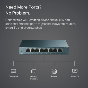 Tp-Link 8-Port Gigabit Ethernet Network Switch, Sturdy Metal W/ Shielded Ports, Unmanaged (TL-SG108)