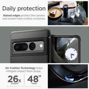 SPIGEN Rugged Armor Case Designed for Google Pixel 7 Pro (2022) Resilient Ultra Soft Cover – Black