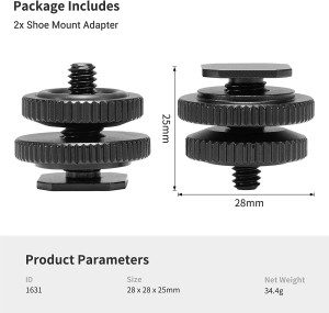 SMALLRIG Tripod Mount Screw to Flash Hot Shoe Mount Adapter Monitor Bracket for Camera and Monitor, Pack of 2-1631