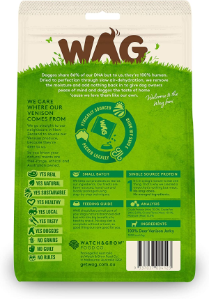 Venison Jerky 200G, Grain Free Hypoallergenic Natural New Zealand Made Dog Treat Chew, & Breeds