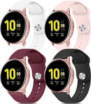 (4 Pack) Theapro Band for Samsung Galaxy Watch 5/4/Active 2(40Mm /44Mm),4 Classic(42Mm/46Mm) Women Men, Soft Silicone Sport Strap Replacement Wristbands for Samsung Watch