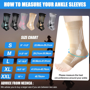 NEENCA Professional Ankle Brace Compression Sleeve (Pair), Ankle Support Stabilizer Wrap. Heel Brace for Achilles Tendonitis, Plantar Fasciitis, Joint Pain,Swelling,Heel Spurs, Injury Recovery, Sports